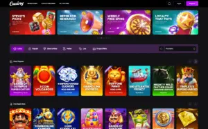 Casiny Casino game categories with pokies sorted by theme and provider filter