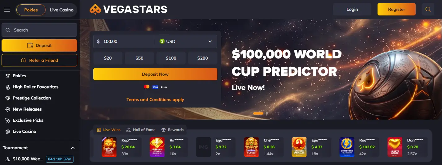 Vegastars Online Casino Australia